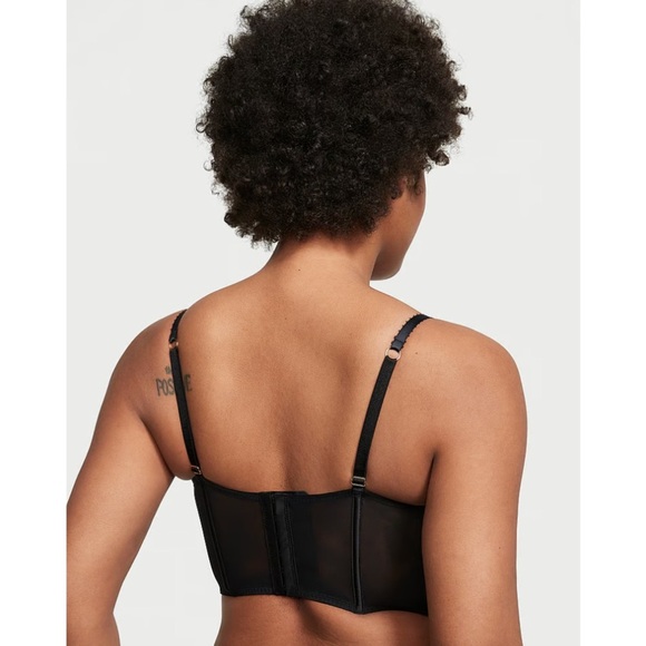 New Victoria’s Secret Cherry Black Long Line Bustier Bra 36DD NWT Whimsigoth Top - Picture 2 of 9